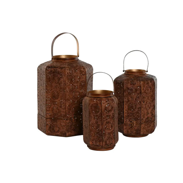 Table Mat Set Home ESPRIT Brown Golden Metal 26 x 26 x 38,5 cm - Декорация и Осветление<<<Дом Градина<<<BigBuy&&&Свещи