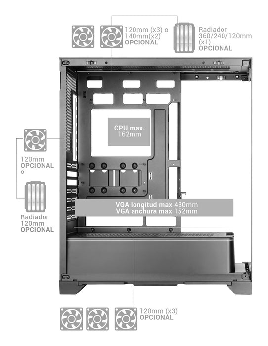 ATX Semi-tower Box Mars Gaming MCPRISMA Black