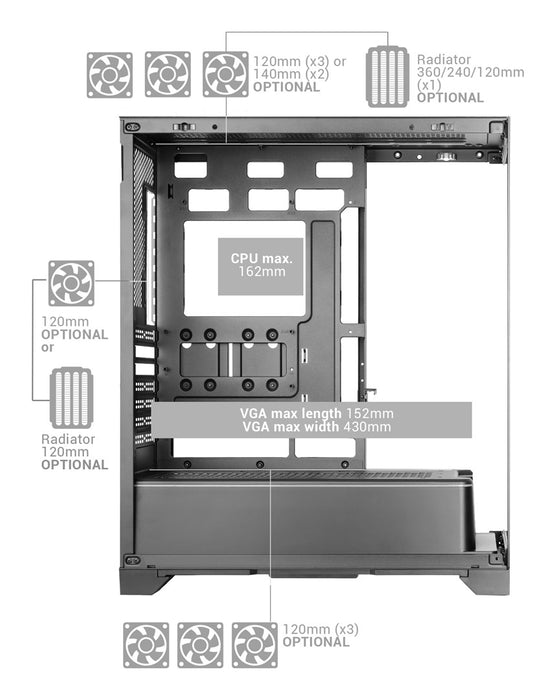 ATX Semi-tower Box Mars Gaming MCPRISMA Black