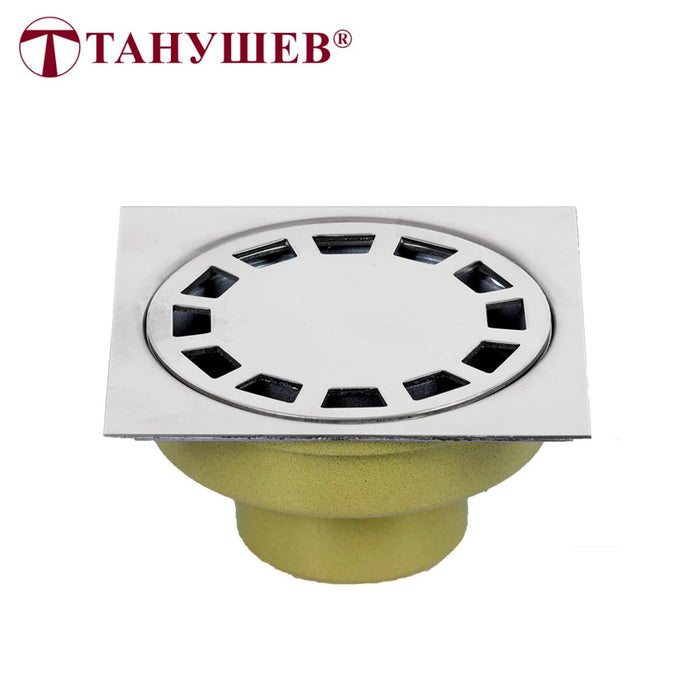 FLOOR SIPHON STRAIGHT 10X10CM BRASS/INOX