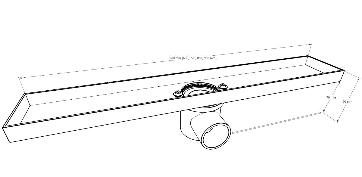 LINEAR SIPHON FOR TILE 600MM INOX