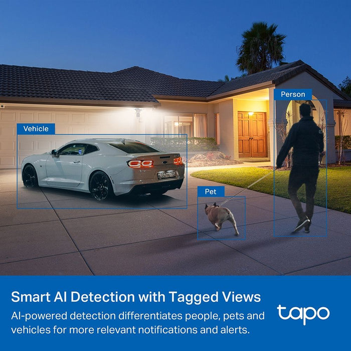 TP-LINK Camera Tapo C720 Wi-Fi Outdoor Security Floodlight, 2K QHD, 270 Degrees, White EU