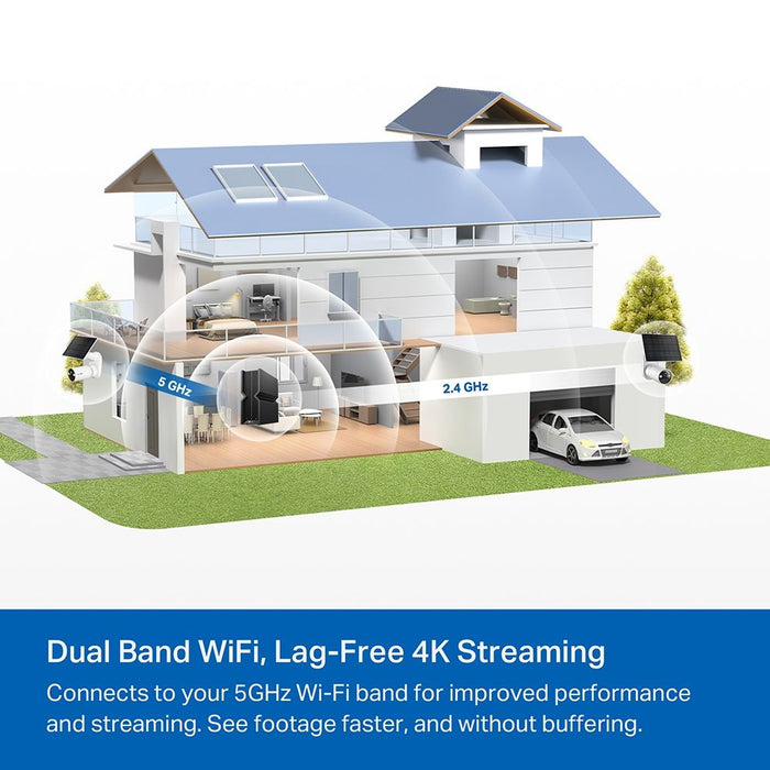 TP-Link Tapo Wire-Free Indoor/Outdoor Security Camera SPEC:4K UHD (3840x2160), H.265/H.264 Supported, 16x UHD Digital Zoom, 2.4/5 GHz Dual Band Wi-Fi, 10000mAh Rechargeable Lithium-ion Battery