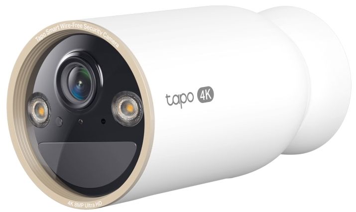 TP-Link Tapo Wire-Free Indoor/Outdoor Security Camera SPEC:4K UHD (3840x2160), H.265/H.264 Supported, 16x UHD Digital Zoom, 2.4/5 GHz Dual Band Wi-Fi, 10000mAh Rechargeable Lithium-ion Battery