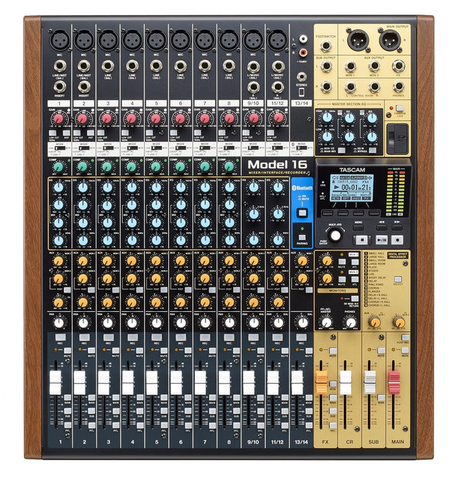 Tascam MODEL 16 audio mixer 16 channels 20 - 30000 Hz Black, Gold, Wood