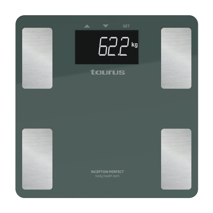 Digital Bathroom Scales Taurus INCEPTION PERFE Blue Green Tempered Glass 180 kg