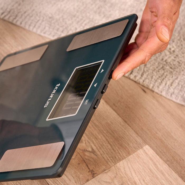 Digital Bathroom Scales Taurus INCEPTION PERFE Blue Green Tempered Glass 180 kg