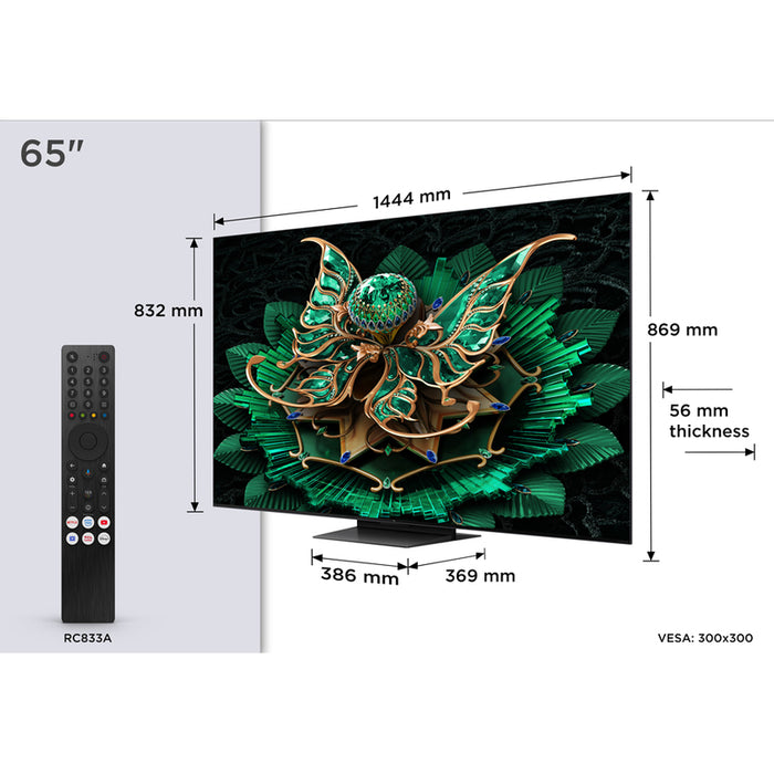 TV TCL 65C71K 4K Ultra HD QD-Mini LED SMART TV, GOOGLE TV, 65.0 ", 164.0 cm