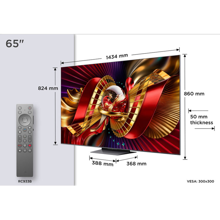 TV TCL 65C8L 4K ULTRA HD SQD-Mini LED SMART TV, GOOGLE TV, 65.0 ", 164.0 cm