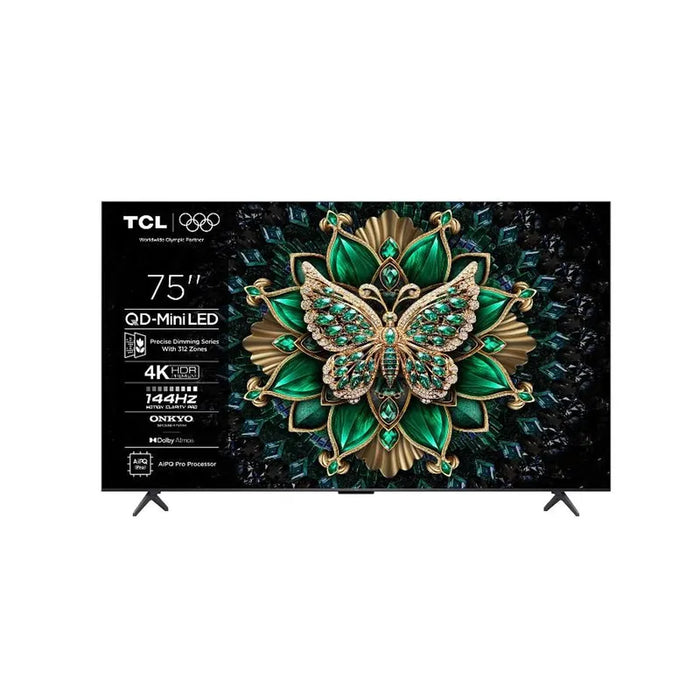 TV TCL 75C6K, 75" QD-MiniLED, 4K Ultra HD, ONKYO 2.1 Hi-Fi System