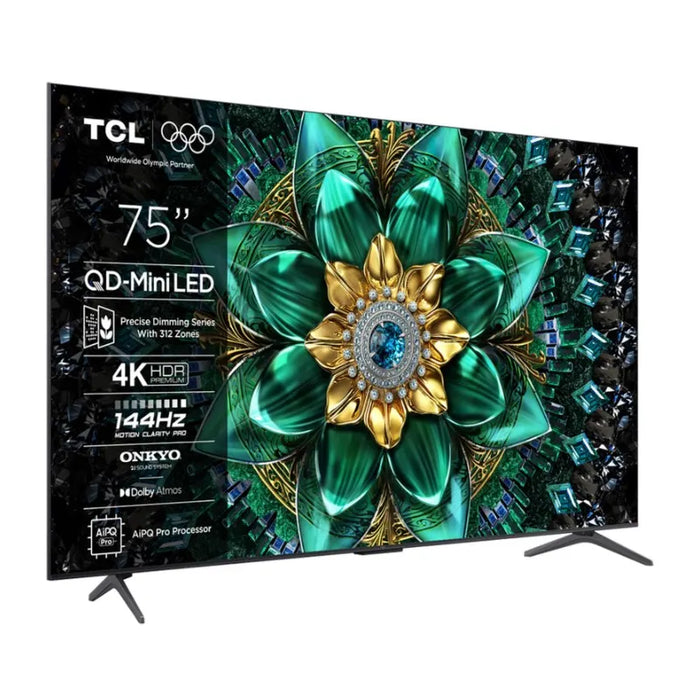 TV TCL 75Q6C, 75"(189 cm), QD-Mini LED, 4K Ultra HD, Smart TV, Google TV
