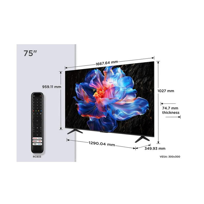 TV TCL 75V6C, LED, 75 inch, 189 cm, 3840x2160 UHD-4K, Smart TV, Android