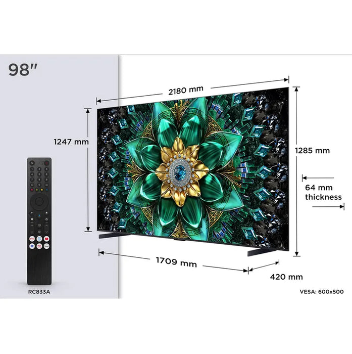 TV TCL 98Q6C , 248 cm, 3840x2160 UHD-4K , 98 inch, QLED , Sm