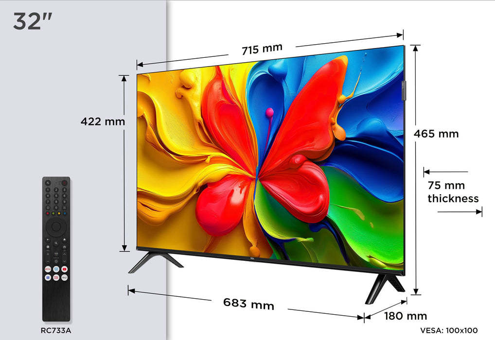 TCL 32inch HD QLED Google TV 32S4K Audio 2x8w