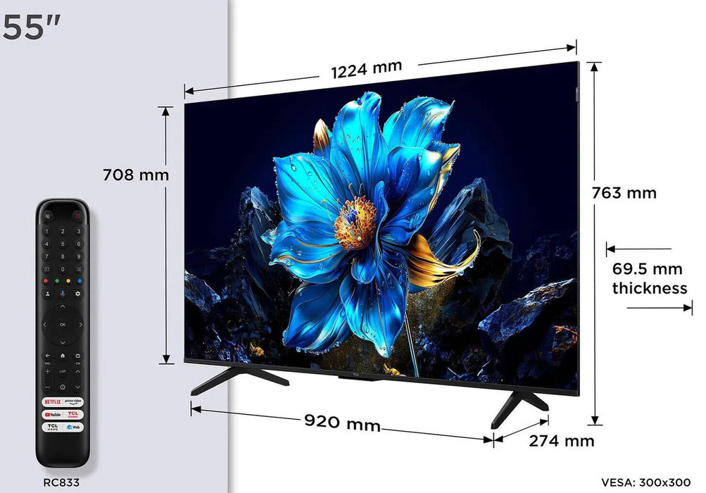 TV TCL QLED 55P7K, 55" 4K Ultra HD, Smart TV 2025