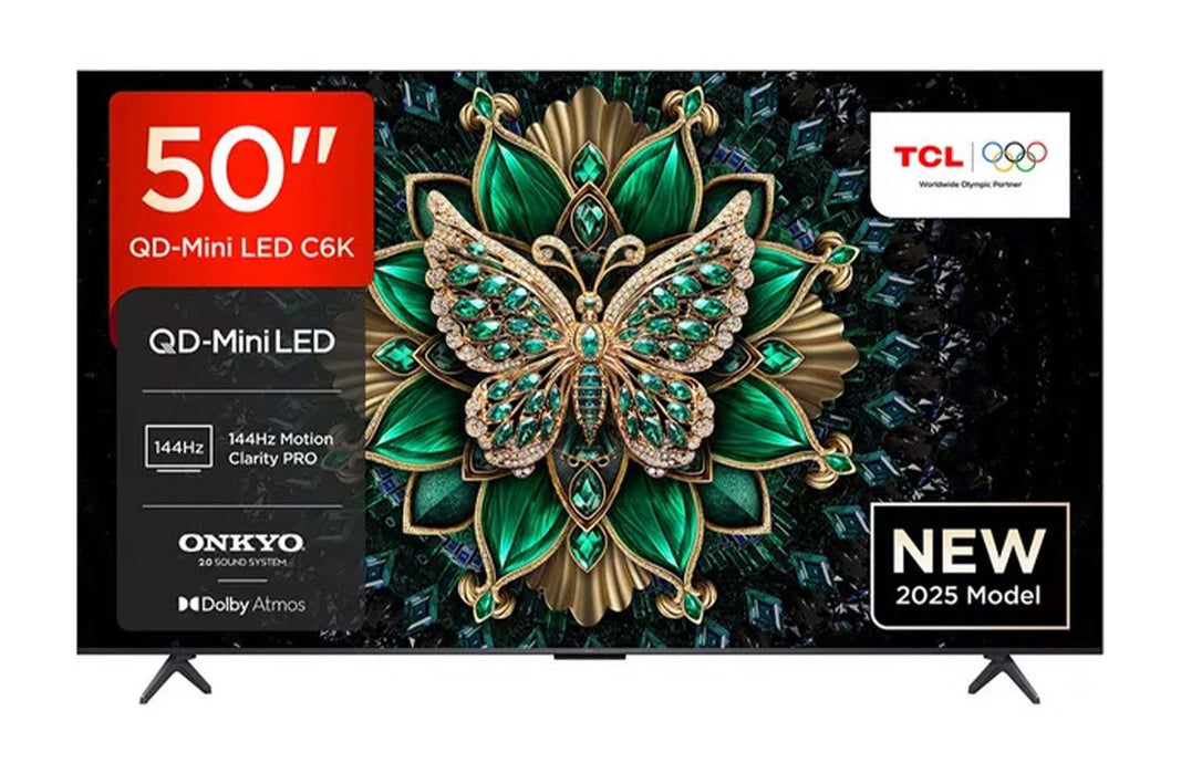 TV TCL 50C6K, 50" QD-MiniLED, 4K Ultra HD, ONKYO 2.1 Hi-Fi System