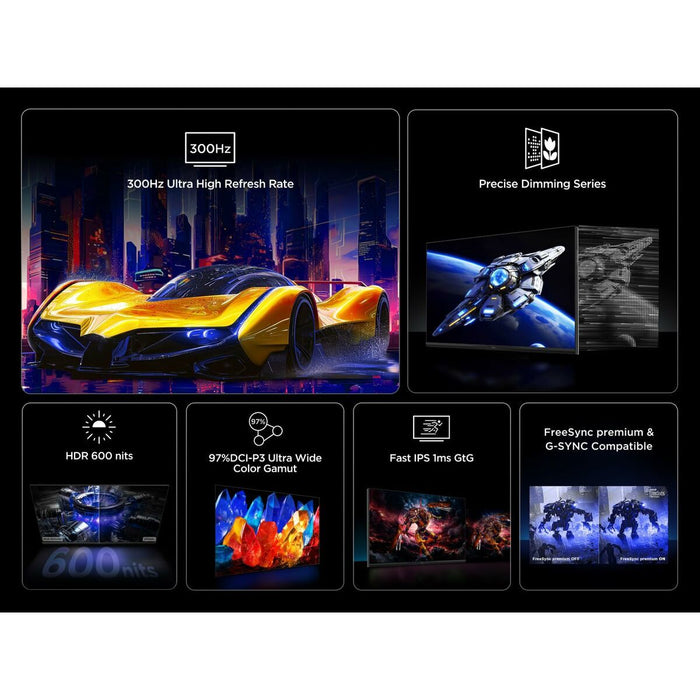 TCL 25G64 25inch Mini LED Fast-IPS FHD 1920x1080 16:9 300Hz 1ms 600nits HDR600 Gaming Monitor