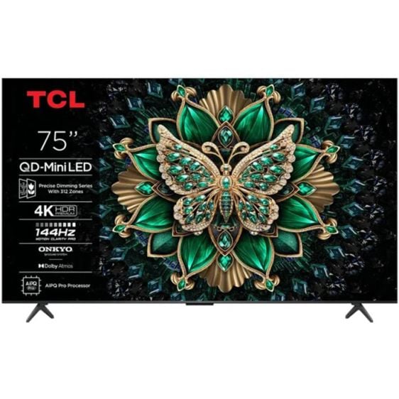 TV TCL 75C6K, 75" QD-MiniLED, 4K Ultra HD, ONKYO 2.1 Hi-Fi System