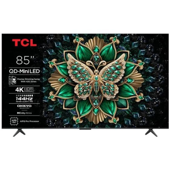 TV TCL 85C6K, 85" QD-MiniLED, 4K Ultra HD, ONKYO 2.1 Hi-Fi System