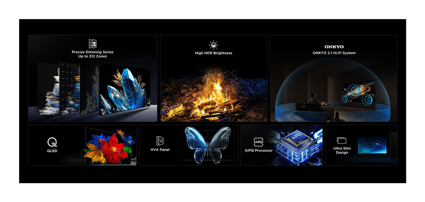 TV TCL 85Q6C, 85"(215 cm), QD-Mini LED, 4K Ultra HD, Smart TV, Google TV