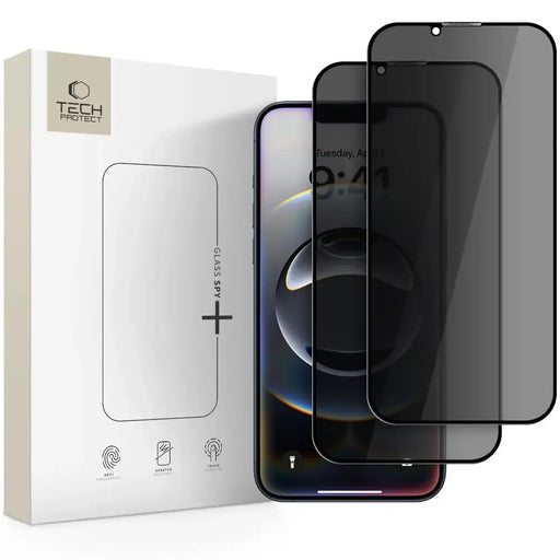 Tech-Protect Anti Spy Glass Pro+ 2-pack for iPhone 16e / 14 / 13 Pro / 13 - black - Cell phone tempered