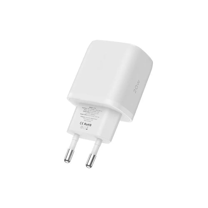 Tech-Protect C20W USB-C PD 20W / USB-A QC 3.0 Charger with USB-C / Lightning Cable - White - Cell phone USB