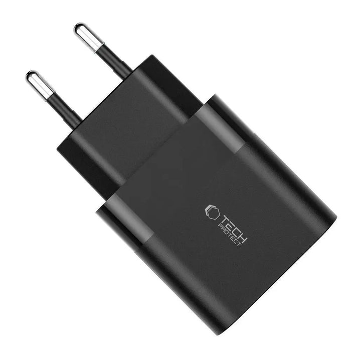 Tech-Protect C30W Charger USB-C PD 30W / USB-A QC 3.0 - Black - Cell phone USB charger<<<HurtelXML