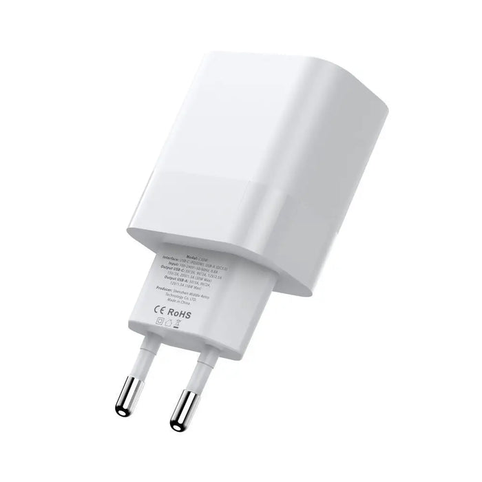 Tech-Protect C30W charger USB-C PD 30W / USB-A QC 3.0 - white - Cell phone USB charger<<<HurtelXML