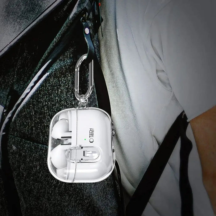 Tech-Protect FlexAir Case with Carabiner for Samsung Galaxy Buds 3 / 3 Pro - Transparent - Cell phone cases