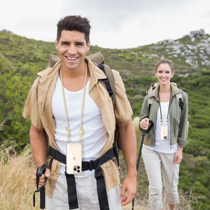 Tech-Protect FlexAir Chain MagSafe iPhone 16 Case - Clear + 2 Lanyards (Black & Taupe) - Cell phone cases