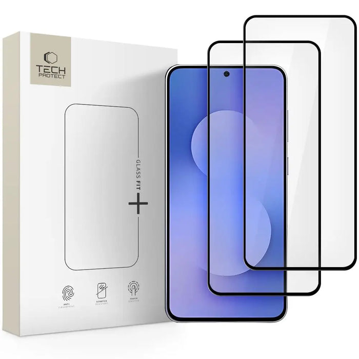 Tech-Protect Glass Fit+ 2-pack tempered glass for Samsung Galaxy S25 FE - black - Cell phone tempered glass<<<HurtelXML