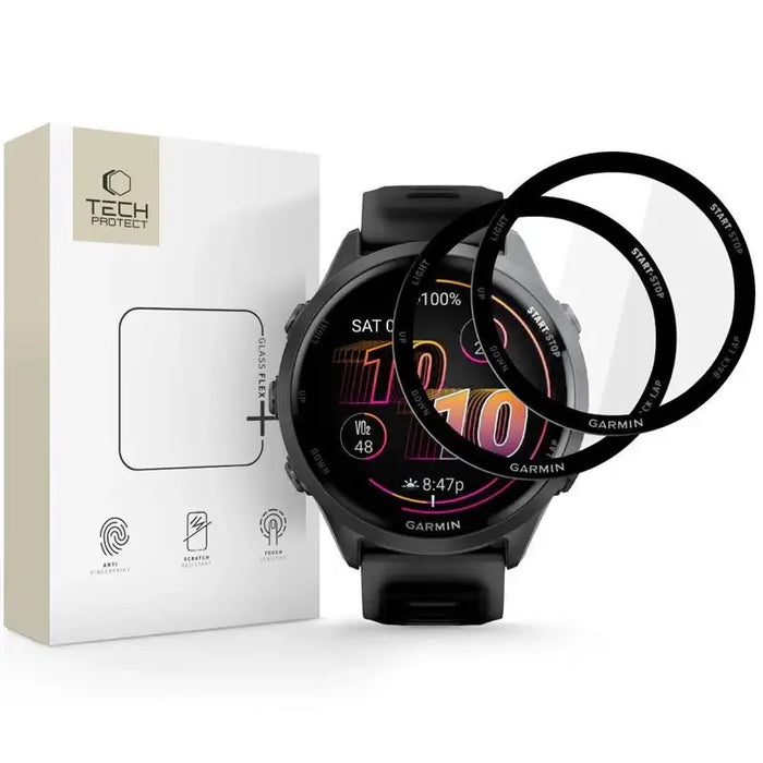 Tech-Protect Glass Flex+ 2-pack hybrid glass for Garmin Forerunner 970 / 570 47 mm - black - Cell phone tempered