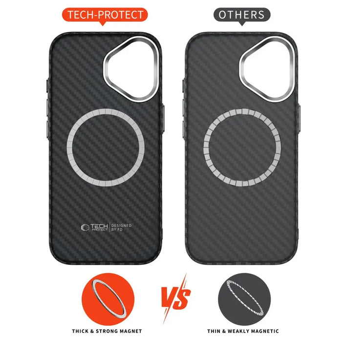 Tech-Protect Ion Carbon MagSafe case for iPhone 17 - black and silver - Cell phone cases and covers<<<HurtelXML