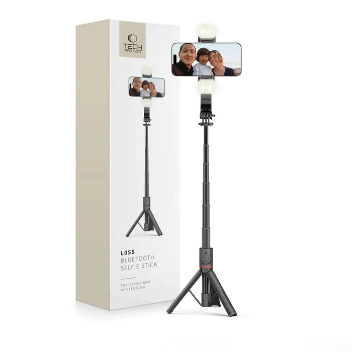 Tech-Protect L05S Bluetooth Selfie Stick with Tripod up to 105cm with LED Light - Black - Photo accessories<<<HurtelXML