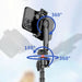 Tech-Protect L07S Bluetooth Selfie Stick with Flexible Tripod up to 54cm and 360 Head - Black - Photo