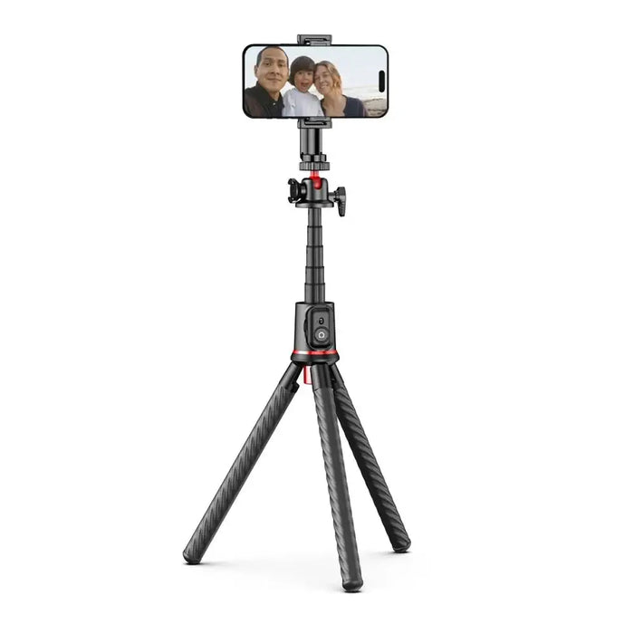 Tech-Protect L07S Bluetooth Selfie Stick with Flexible Tripod up to 54cm and 360 Head - Black - Photo