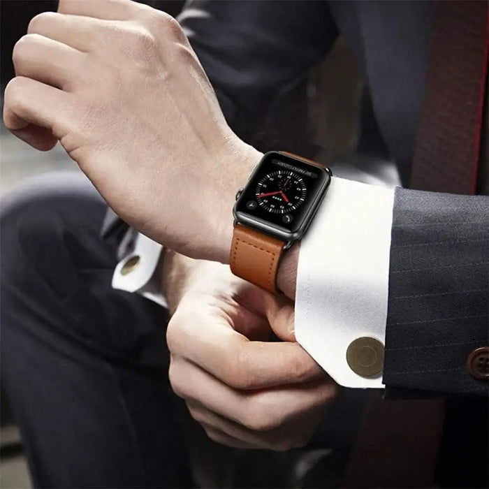 Tech-Protect Leatherfit Strap for Apple Watch 4 / 5 / 6 / 7 / 8 / 9 / SE (38/40/41 mm) - Brown - Other cell phone