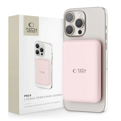 Tech-Protect LifeMag PB10 Powerbank with MagSafe 5000mAh 15W USB-C port - pink + USB-C cable - Powerbanks<<<HurtelXML