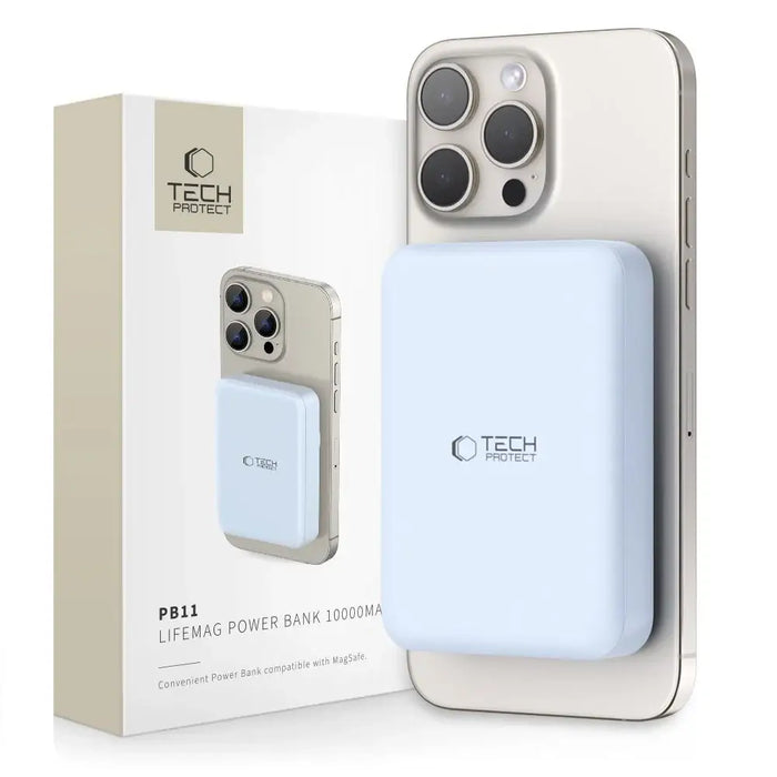 Tech-Protect LifeMag PB11 Powerbank with MagSafe 10000mAh 15W USB-C port - blue + USB-C cable - Powerbanks<<<HurtelXML
