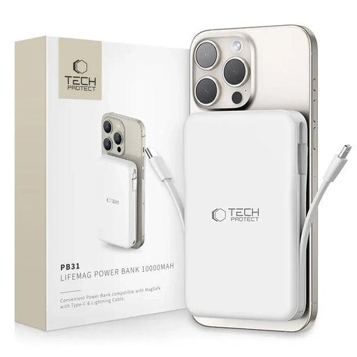 Tech-Protect LifeMag PB31 Power Bank with MagSafe 10000mAh 15W USB-C / USB-A / Built-in USB-C / Lightning Cables