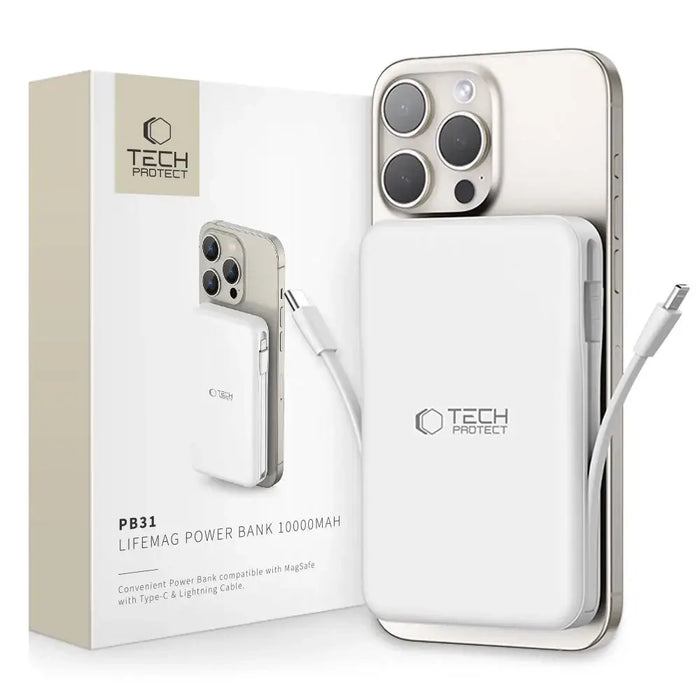 Tech-Protect LifeMag PB31 Power Bank with MagSafe 10000mAh 15W USB-C / USB-A / Built-in USB-C / Lightning Cables