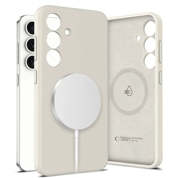 Tech-Protect Liquid Silicone Magsafe Case for Samsung Galaxy S25 - Beige - Cell phone cases and covers<<<HurtelXML