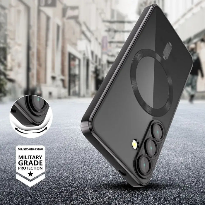 Tech-Protect MagFlex MagSafe Case for Samsung Galaxy S25 Edge - Clear Black - Cell phone cases and covers<<<HurtelXML