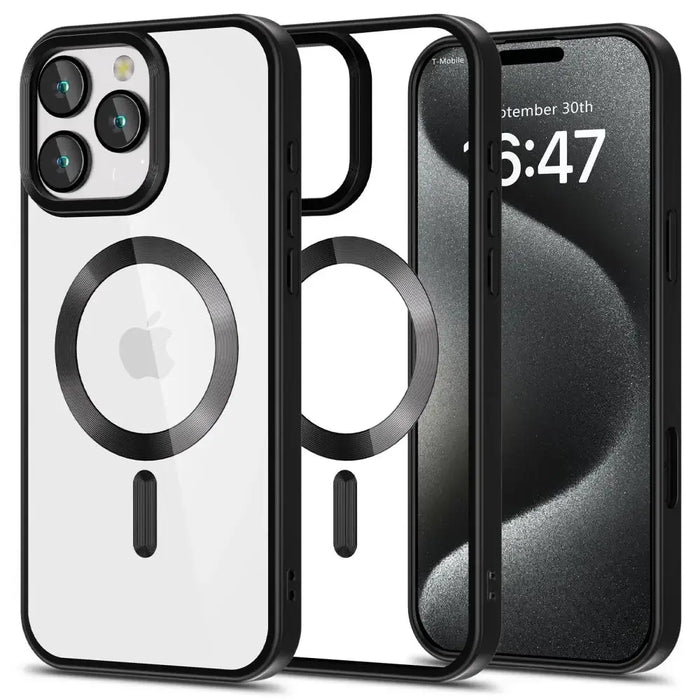 Tech-Protect MagFlex MagSafe iPhone 16 Pro Max Case - Clear with Black Frame - Cell phone cases and covers<<<HurtelXML
