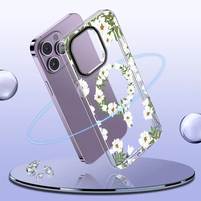 Tech-Protect MagMood MagSafe case for iPhone 15 Pro - daisies with leaves - Cell phone cases and covers<<<HurtelXML