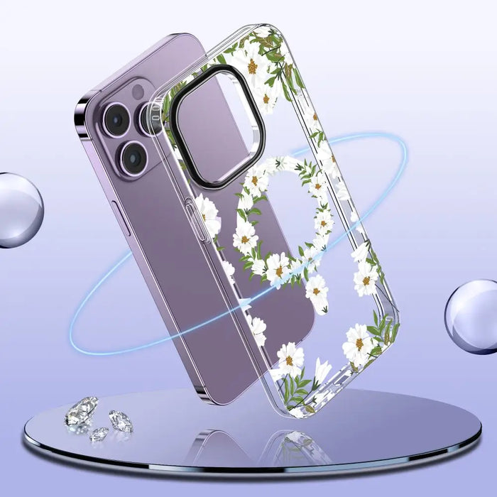 Tech-Protect MagMood MagSafe case for iPhone 15 Pro - white daisies - Cell phone cases and covers<<<HurtelXML