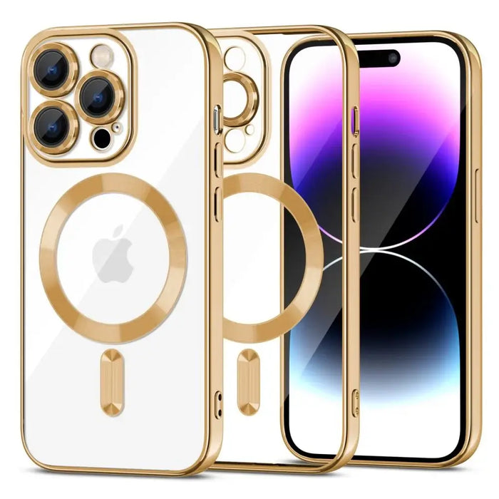 Tech-Protect MagShine Line MagSafe case for iPhone 15 Pro - gold - Cell phone cases and covers<<<HurtelXML