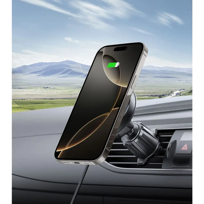 Tech-Protect MM15W-V4 Magnetic MagSafe 15W Car Holder for Cockpit / Windshield / Air Vent - Black - Cell phone