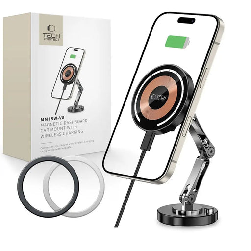 Tech-Protect MM15W-V8 Magnetic Car Holder for Dashboard with MagSafe 15W - Black - Cell phone holders<<<HurtelXML
