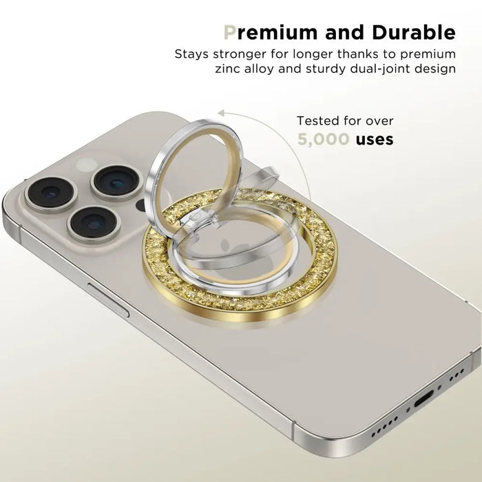 Tech-Protect MMR200 magnetic holder / ring with MagSafe - gold with crystals - Cell phone holders<<<HurtelXML